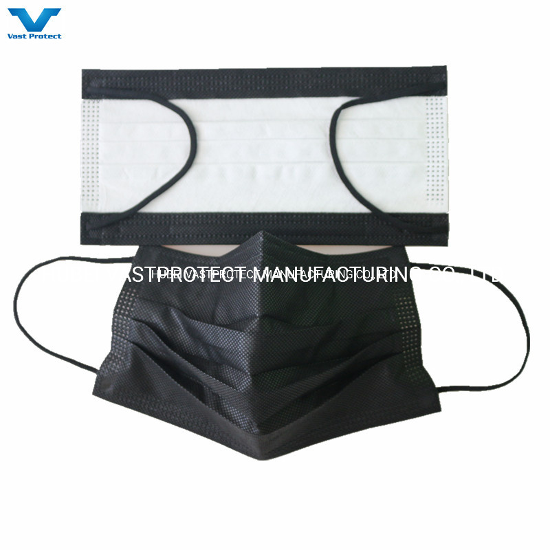 Factory Type I II Iir Protective Black White Earloop PP 3ply Non-Woven Disposable Face Mask