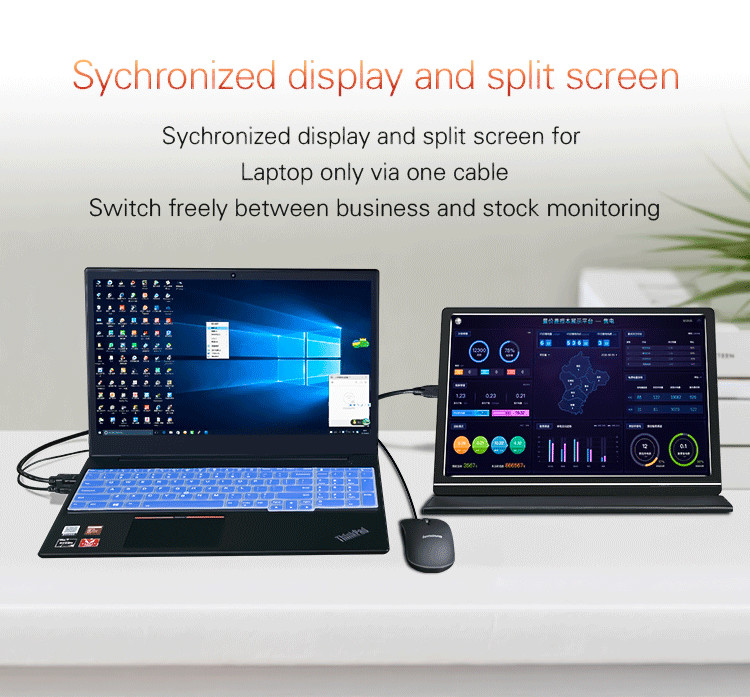 USB C Port 10.1 inches 16.7M Color IPS Screen Slim Portable Monitor