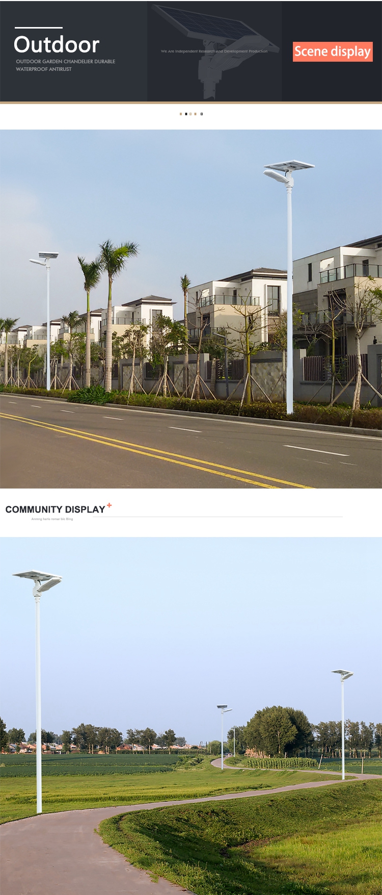 100W Led Outdoor Solar Street Lighting Integrated IP65 Water Resistant Easy to Install