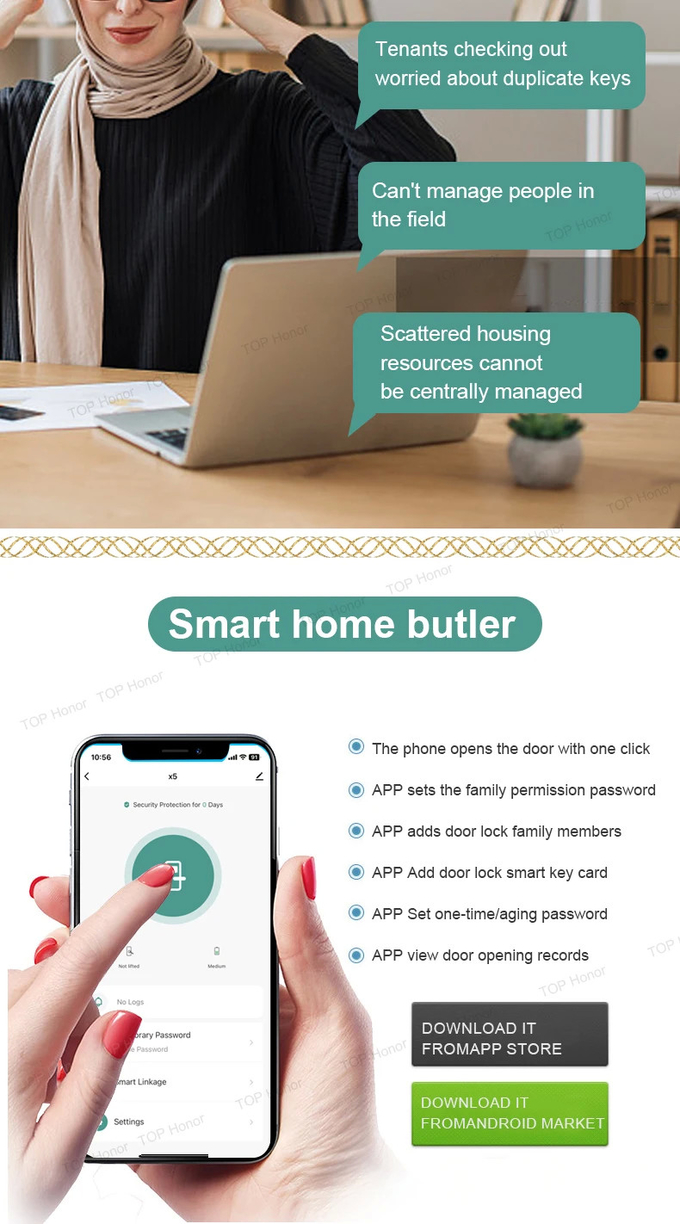 TTLock Smart Residential Electronic Door Locks Fingerprint Code Card Key Access Tuya App