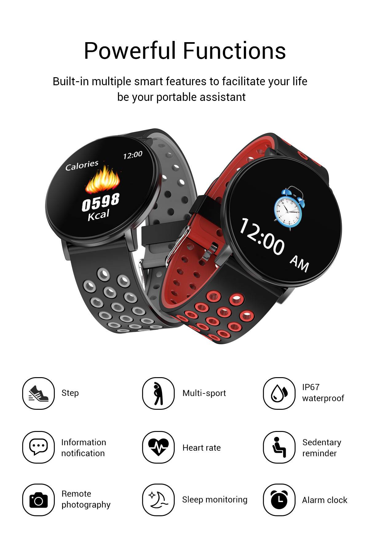 Ip67 Waterproof Wallpaper Smartwatch Call Reminder For Swimming Multi Color Band