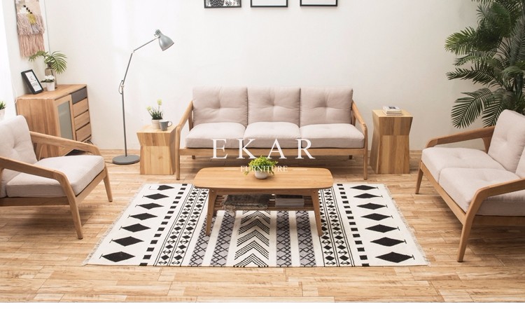 Oval Coffee Table 4 Legs Solid Wood Egyptian Style Living Room Furniture