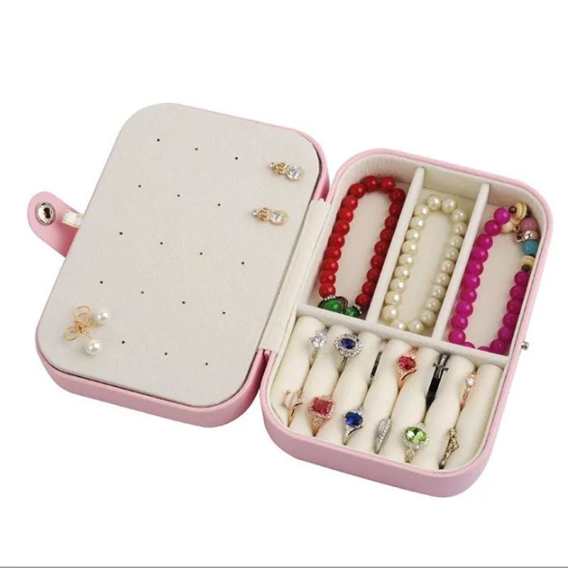 PU Leather Jewelry Set Gift Box with Zipper, China Wholesale Luxury Festival Jewellery Packaging Box, Ring/Necklace Storage Shipping Journey Box