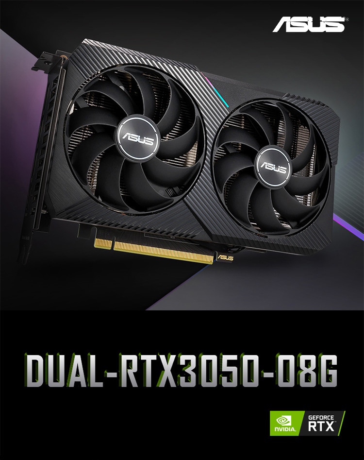 Professional Computer Graphics Card ASUS GeForce RTX 3050 O8G Gaming Game Design