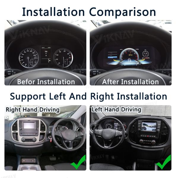 Viknav 13 Inch Android Car Radio For Benz Vito 2015-2021 (128GB Car Radio+Digital Instrument Cluster+Mouse)