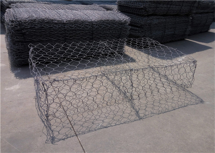 Hexagonal Shape Gabion Rock Mattresses , Plastic Coated Wire Baskets