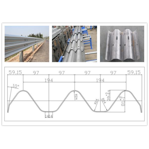 Thrie Beam Highway Guardrail Roll Forming Machine With Servo Flying Cutoff