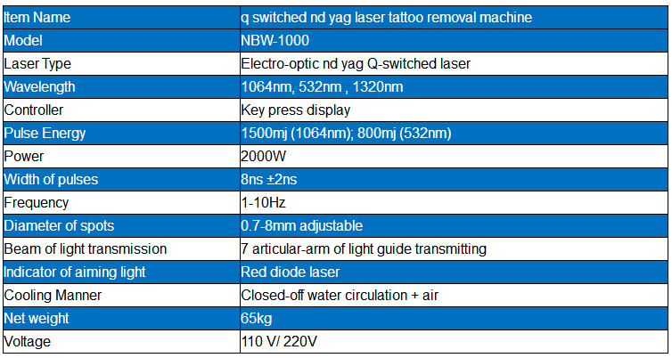 Q-switched nd:yag laser professional tattoo removal machine