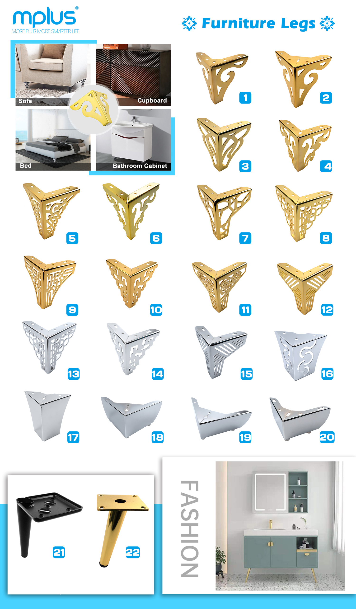 Office Building Furniture Parts 15cm Gold Chrome Couch Legs