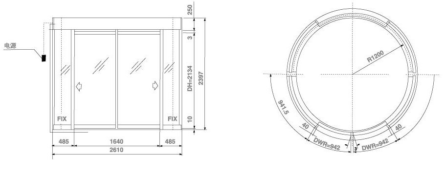 Curve aluminum glass sliding door