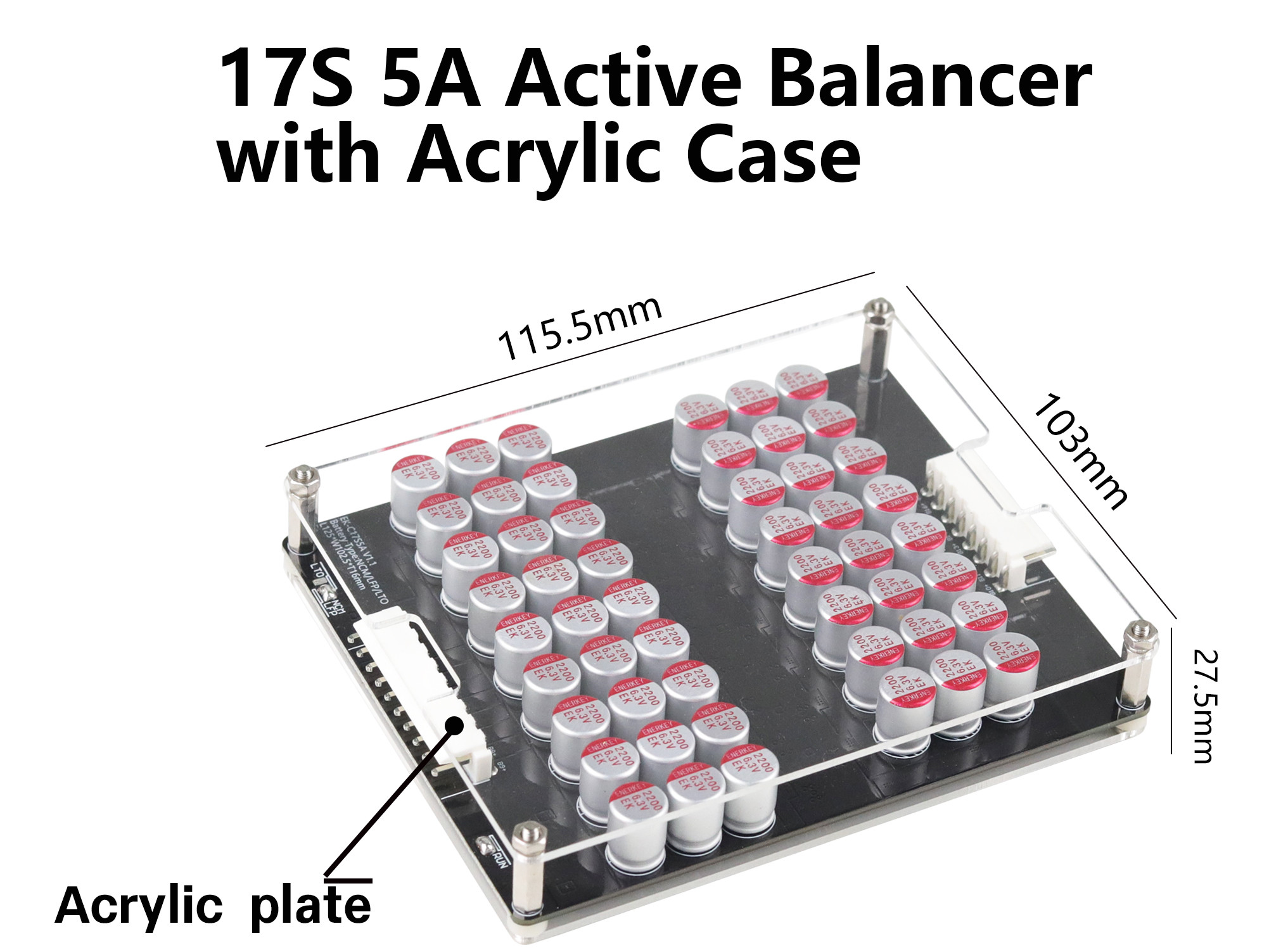Enerkey 5A 3S 4S 5S 6S 7S 8S 9S 10S 12S 14S 16S 17S 21S Lithium Active Equalizer with Acrylic Plate Li-ion/Lto/Lifepo4 Battery Balancer for Scooter