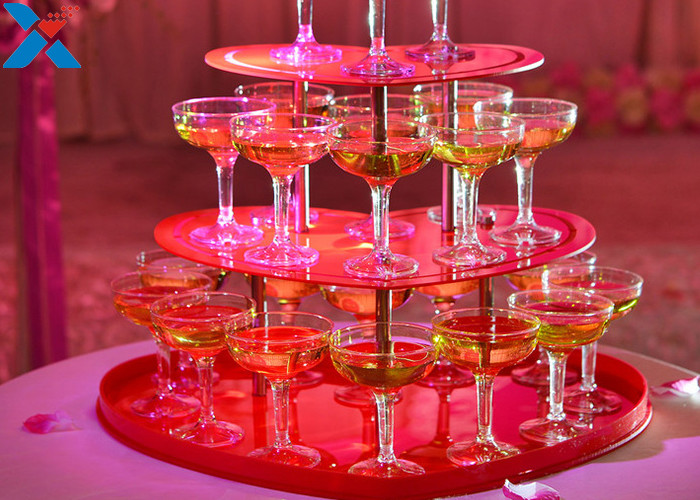 Party Acrylic Wine Rack , 3 Layers Acrylic Champagne Tower For Wedding