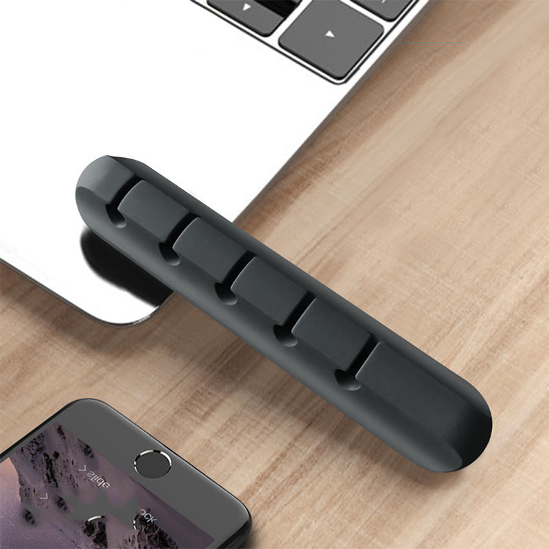 LFGB Practical Silicone Cable Clip, Desk Cable Manager Silicone USB Cable Winding Device Charging Cable Storage Device