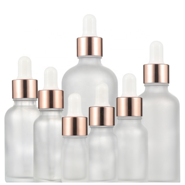 Non Spill 10ml Cosmetic Glass Bottle With Rose Gold Dropper Cap