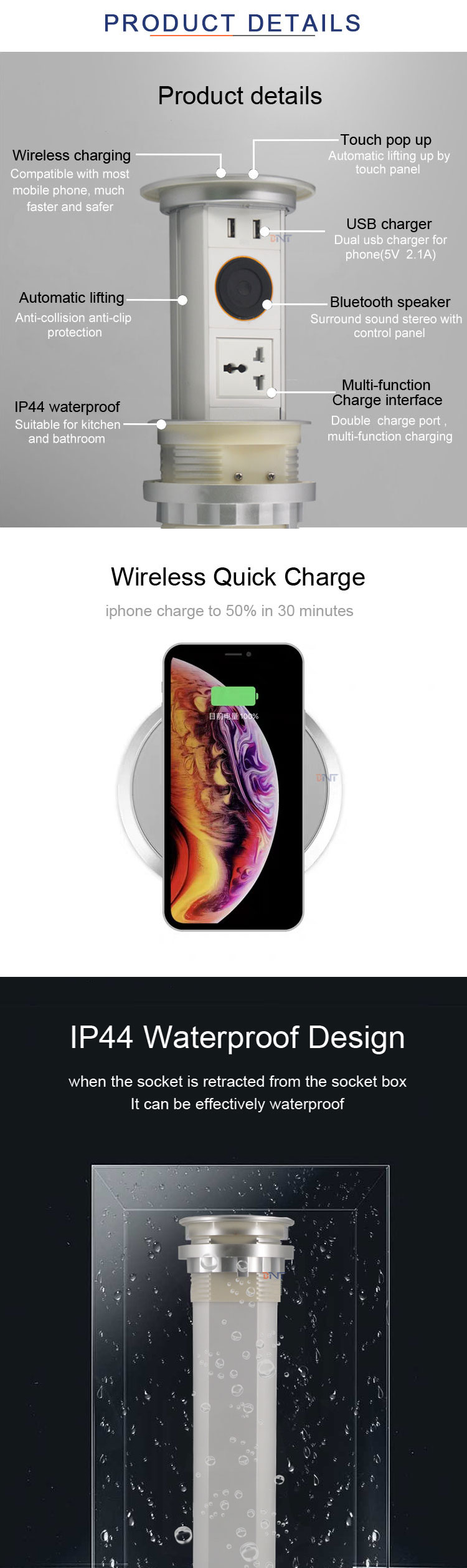Motorised Pop up Socket 2 13amp Plugs 2 Usb Chargers Speaker Origin Type Place Model Tabletop Voltage Current Rated