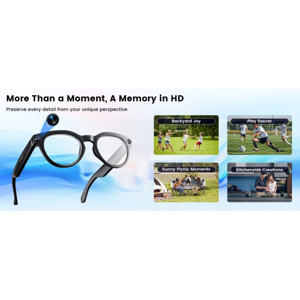 AI Smart Glasses With 8MP Camera, Real-Time Translation, 4K Video & Dual Microphone Noise Cancellation, Voice Assistant, For Travel, Vlogging,