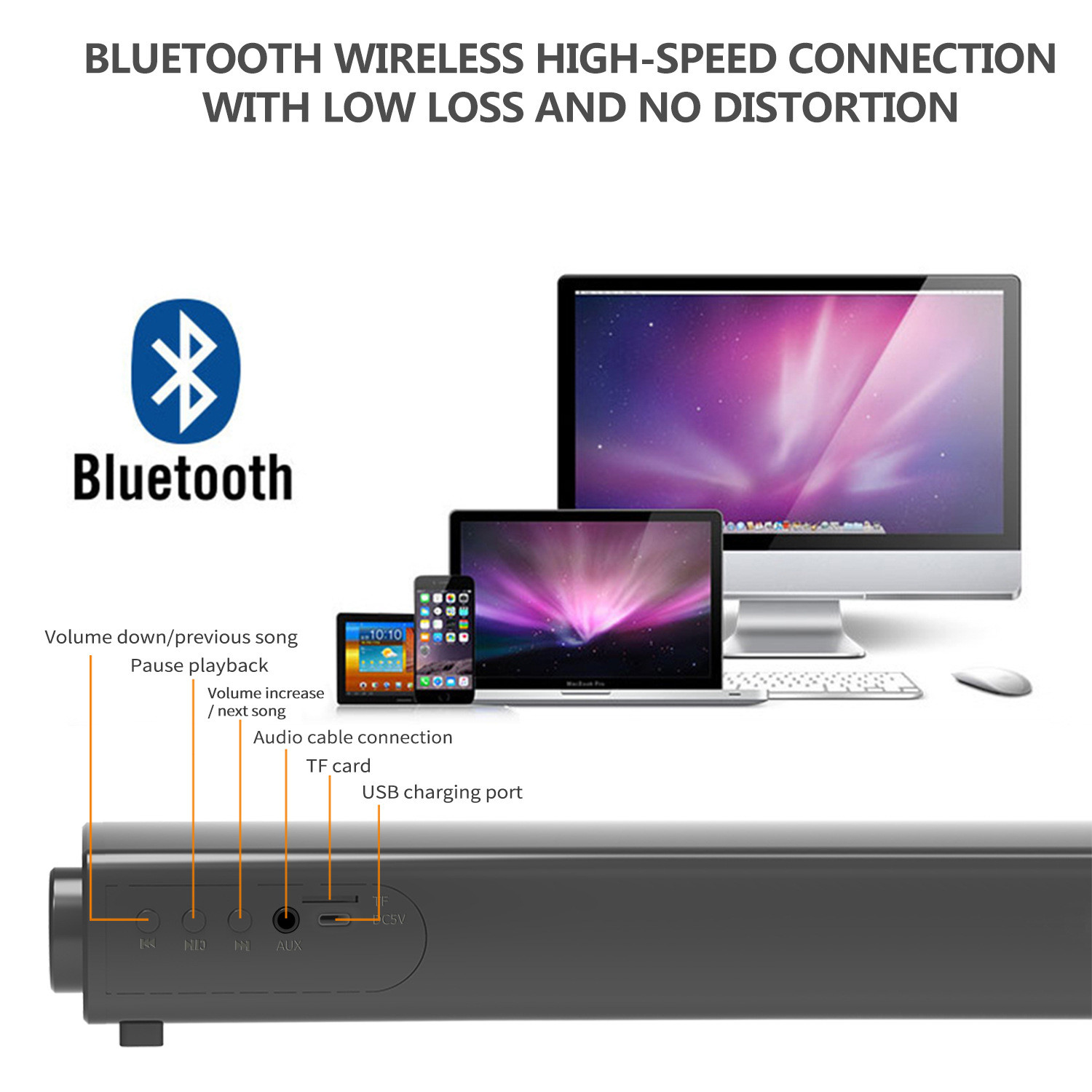 Low Loss No Distortion Home Theatre Wireless Soundbar Home Speaker Bar