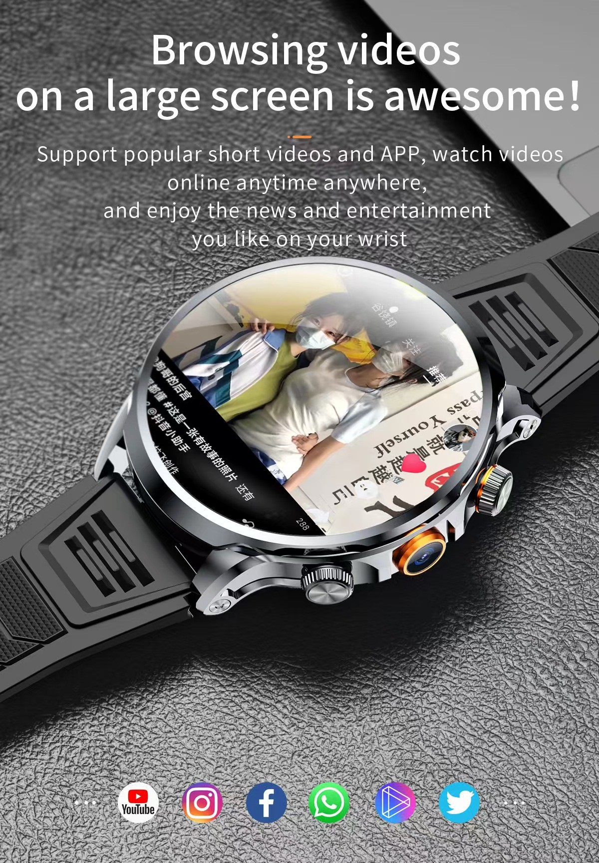 H18 Sim Card Smart Watch 1.85 Inch Screen Magnetic Charging Smart Watch With Gps And Wifi