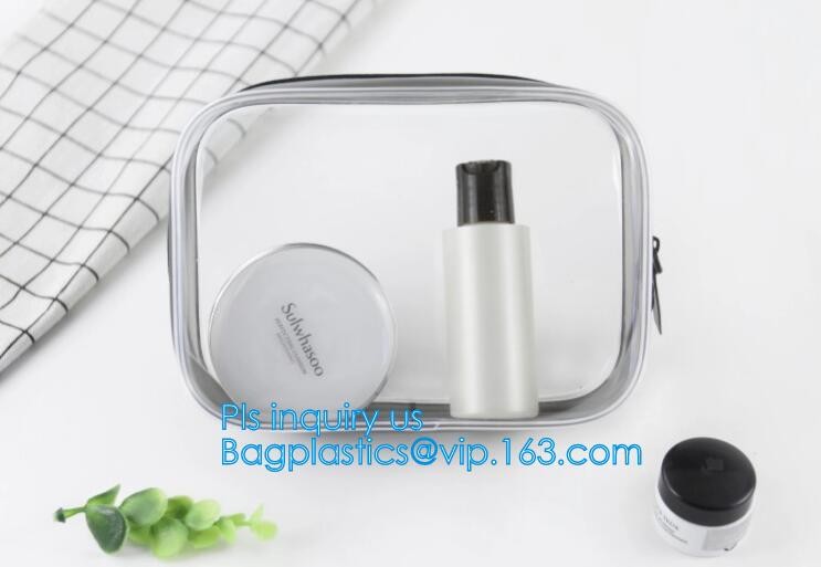 Bulk ladies travel pvc clear promotion make up bag, Toilet Towel Packaging Custom Clear Plastic PVC Travel Cosmetic Bag