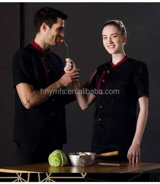 New styles Hot Sale Short Sleeves Black white Chef Coat for Hotel Chef Jacket Uniform