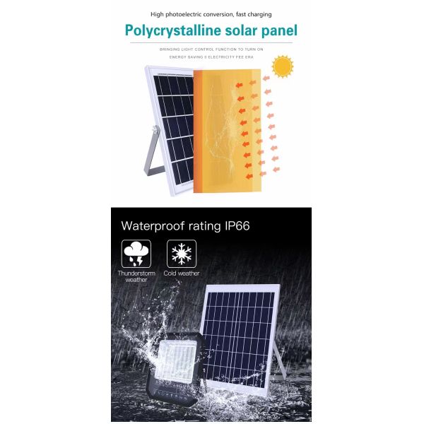 Auto On Off LED Solar Power Security Lights With Remote Control 6000K Ip66