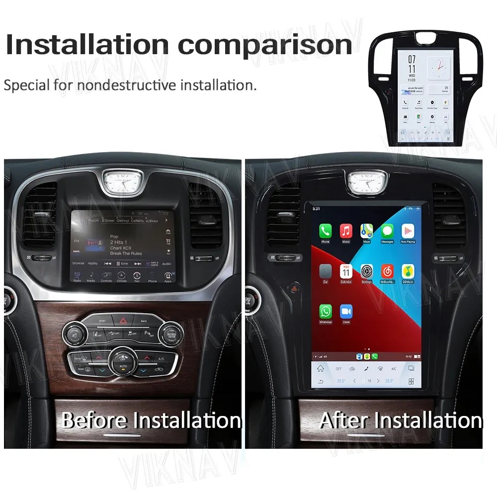 13.3 Inch Car radio Android Auto GPS Navigation Multimedia Player For 2013-2019 Chrysler Wireless Carplay BT 4G
