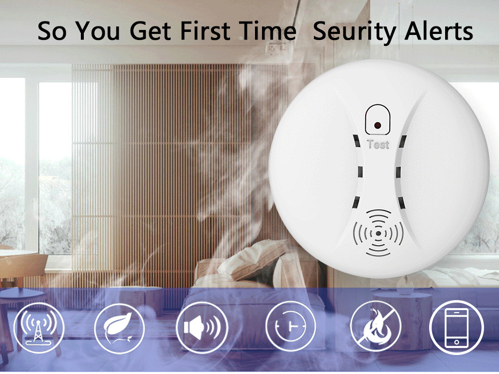 Battery Operated Smoke Fire Detector Photoelectric Sensor Alarms With Light Sound Warning