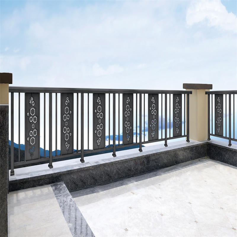 Slat Privacy Black Powder Coated Aluminum Railing Balustrades Handrails For Decks
