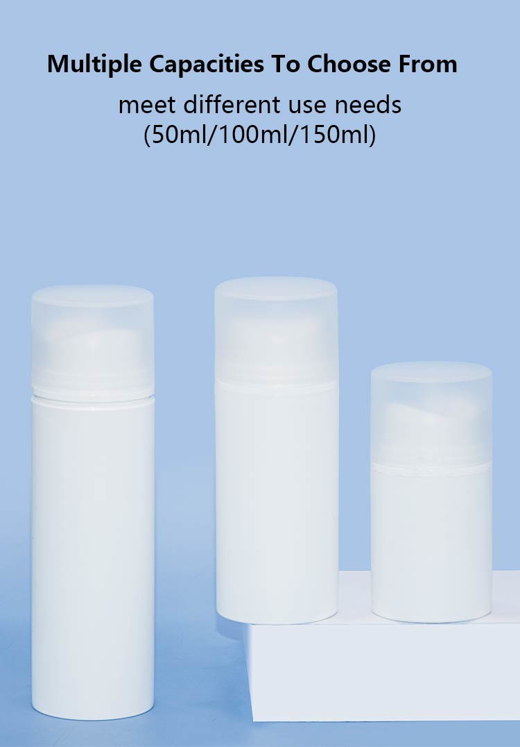 Sustainable Central Hole Outlet PP Airless Bottle Cosmetic Packaging Container 50ml 100ml 150ml