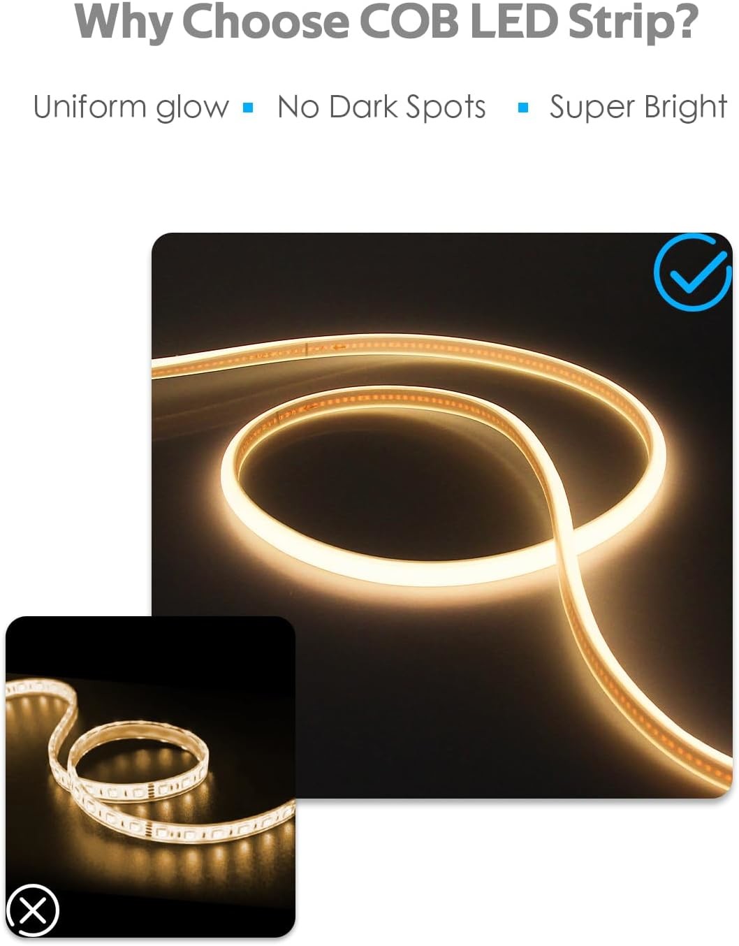 Addressable LED Strip Lights Warm White Concave Lens 24.9FT IP65 Waterproof For Outdoor Decoration