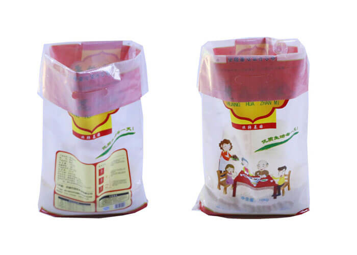 Extra Large Woven Polypropylene Rice Bags , Gusset Side Rice Packing Bags