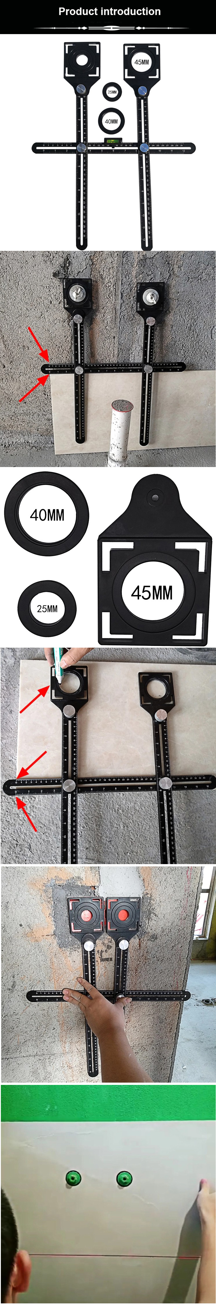 Ruler Full Metal Angle Measuring Tool Aluminum Alloy Multi Functional Ruler Template Tool