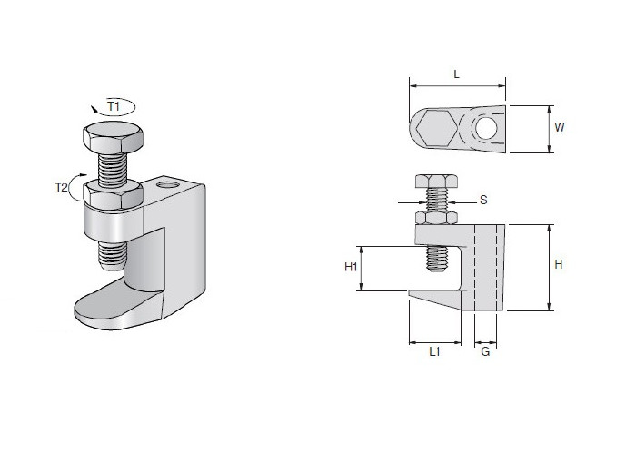 M10 3/8 Malleable Cast Iron Beam Clamp Pipe Hot Dip Galvanized Zinc Plated