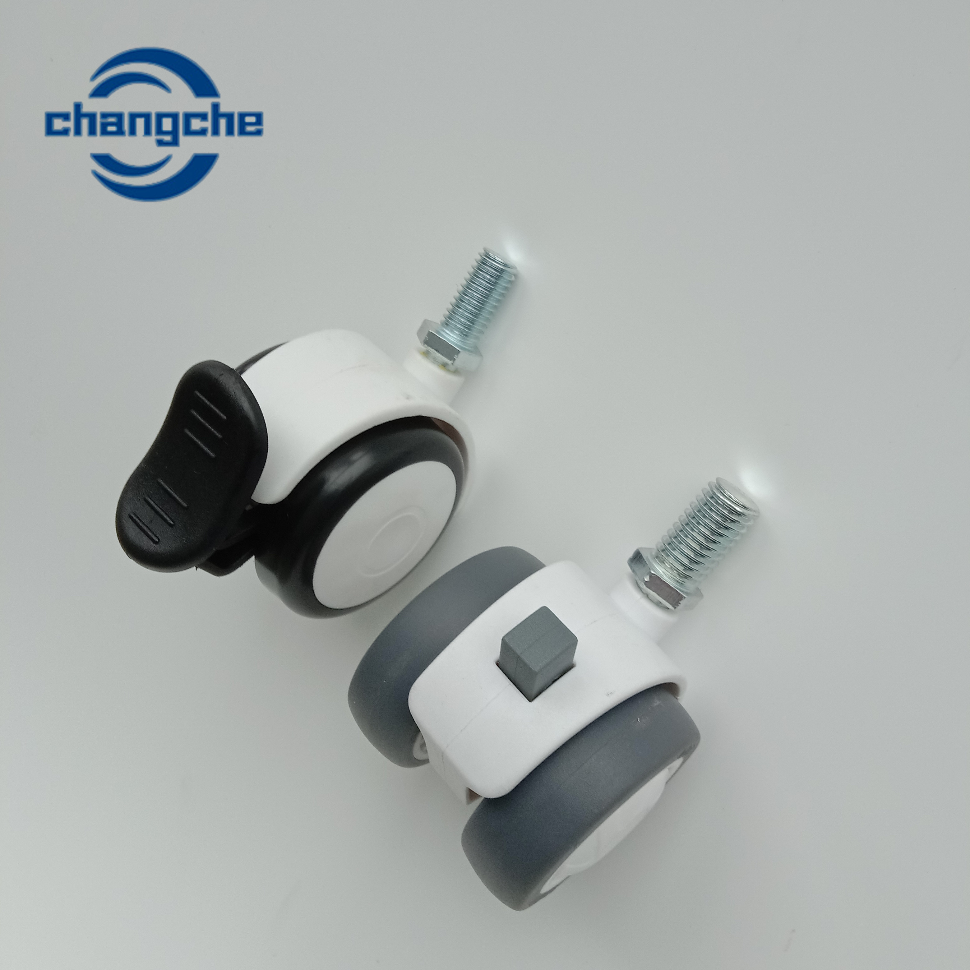 Total Lock Brake Hospital Caster Wheels for Medical Equipment Stem Diameter 1/4 Inch
