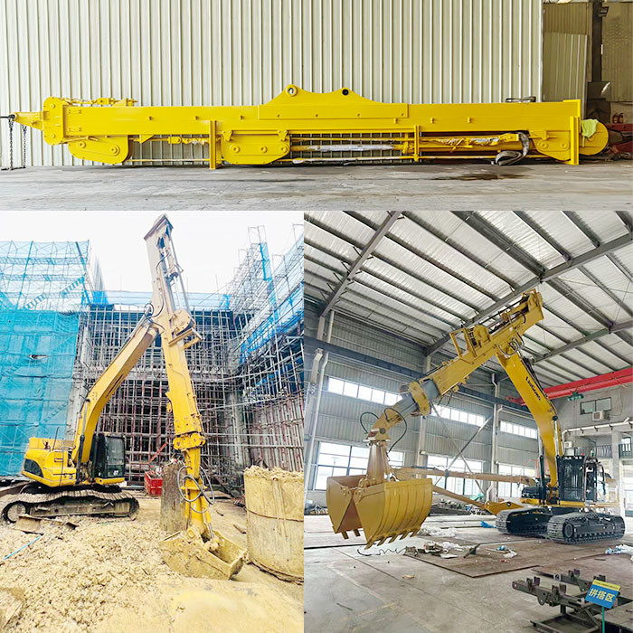 BS900E Excavator Telescopic Arm With Clamshell Bucket Welding Multi-strand Wire Ropes