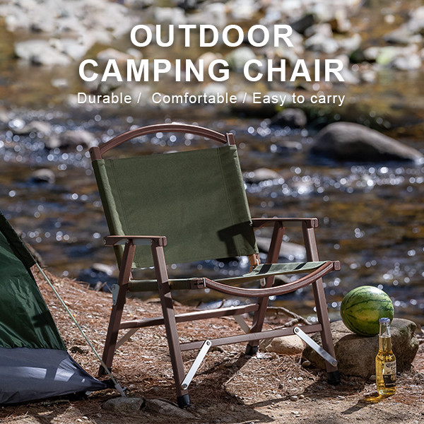 Eco Friendly Wooden Lightweight Camping Chair Folding Red For Outdoor Picnic