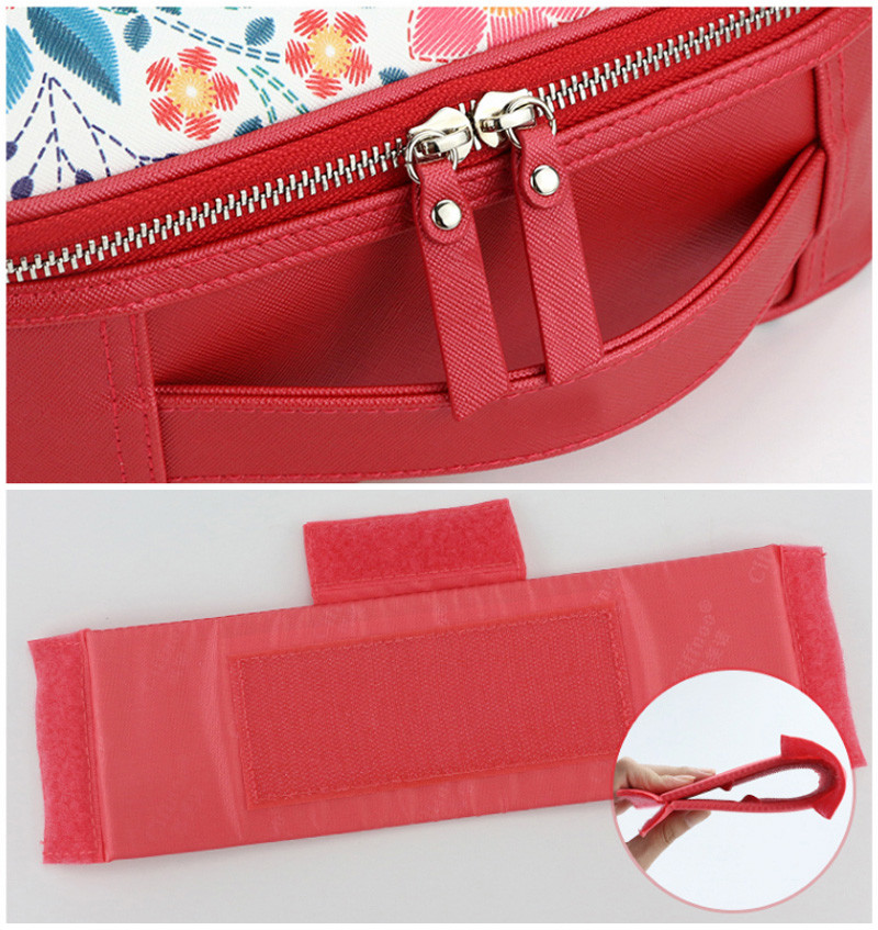 Floral PU L24*D9*H19CM Makeup Organizer Travel Bag