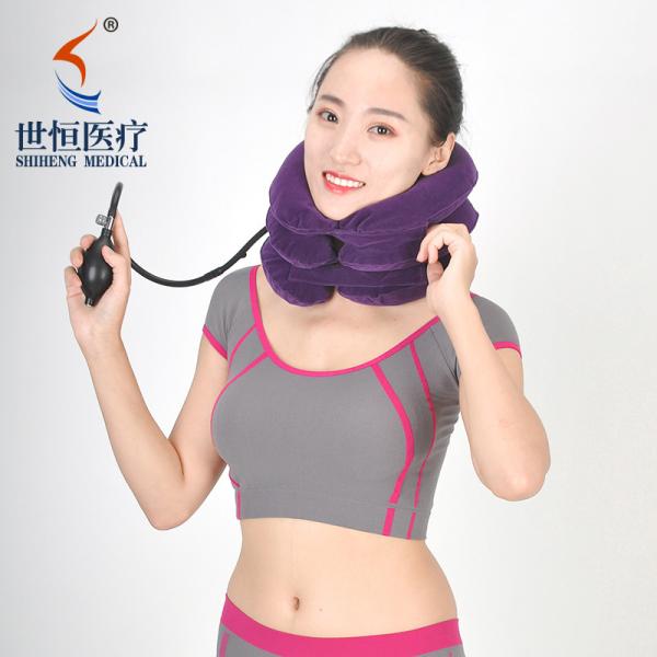 Inflatable neck collar soft universal size neck brace in red/blue/purple/grey