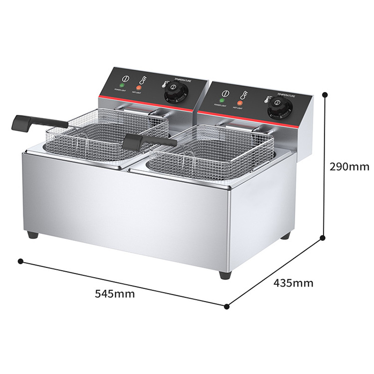Electric 12 Liter Commercial Double Baskets Deep Fryers Machine for Your Food Service
