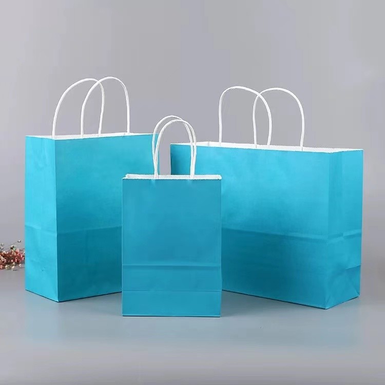 Custom Logo Printed Paper Shopping Bags Paper Grocery Bags With Handles