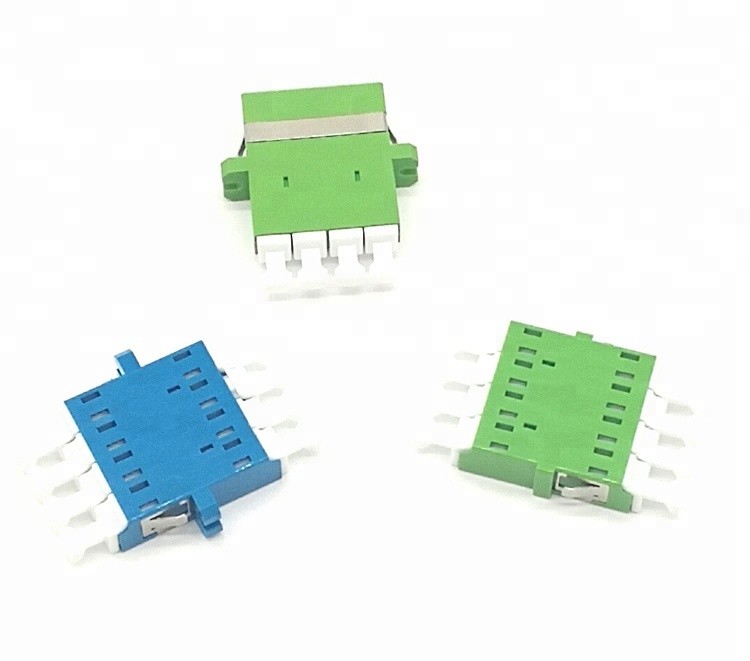 High Density Fiber Optic Connector LC APC 4cores Inner Shutter Quad LC To LC single mode fiber adapter, green color