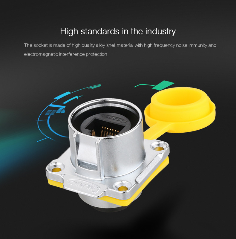 Black Plastic RJ45 Connecter Cat5e Outdoor Waterproof Ethernet Cable PBT Plug Hot sale 8 Core Connector For Signal