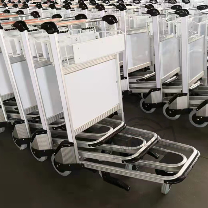 3 Wheels 250KG Airport Luggage Trolley Aluminum Alloy With Automatic Brake