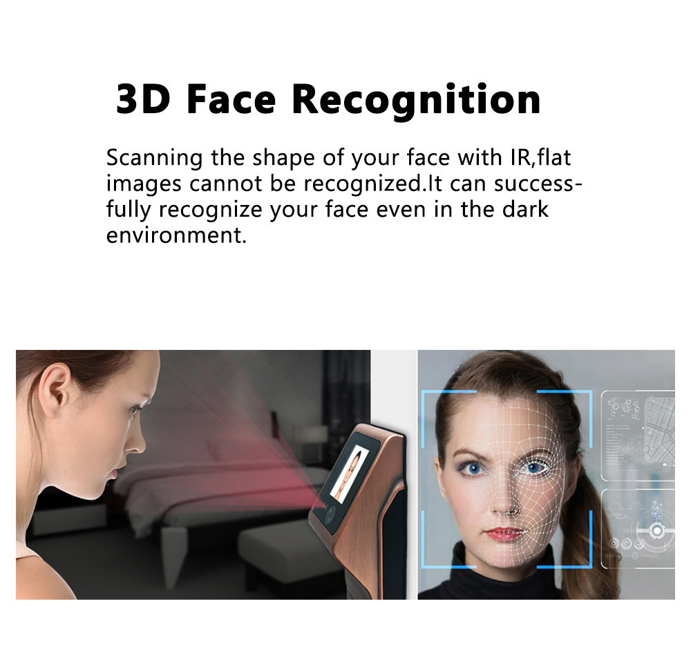 Security Big Panel Fingerprint Zinc Alloy Door Lock IR Face Recognition