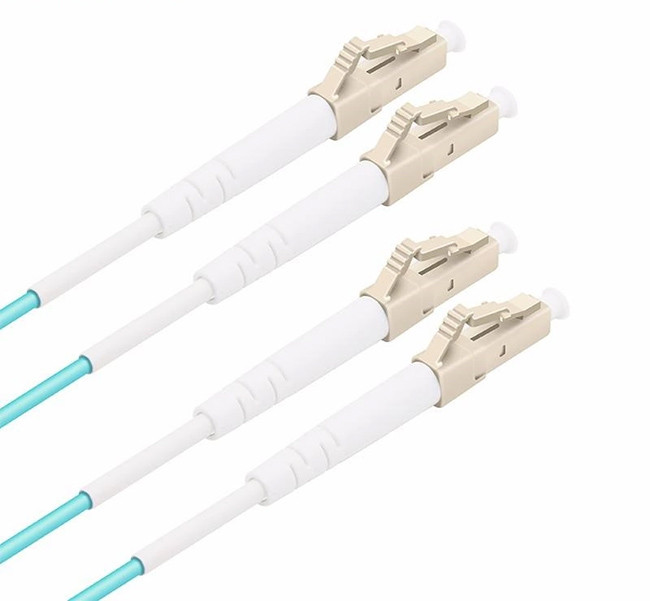 OM3 OM4 Fiber Optic Patch Cord Duplex LC Connector Light Blue Color