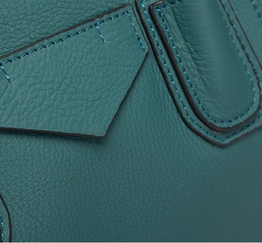 Small Simple Top Layer Dark Green Cowhide Leather Tote Handbags Purse