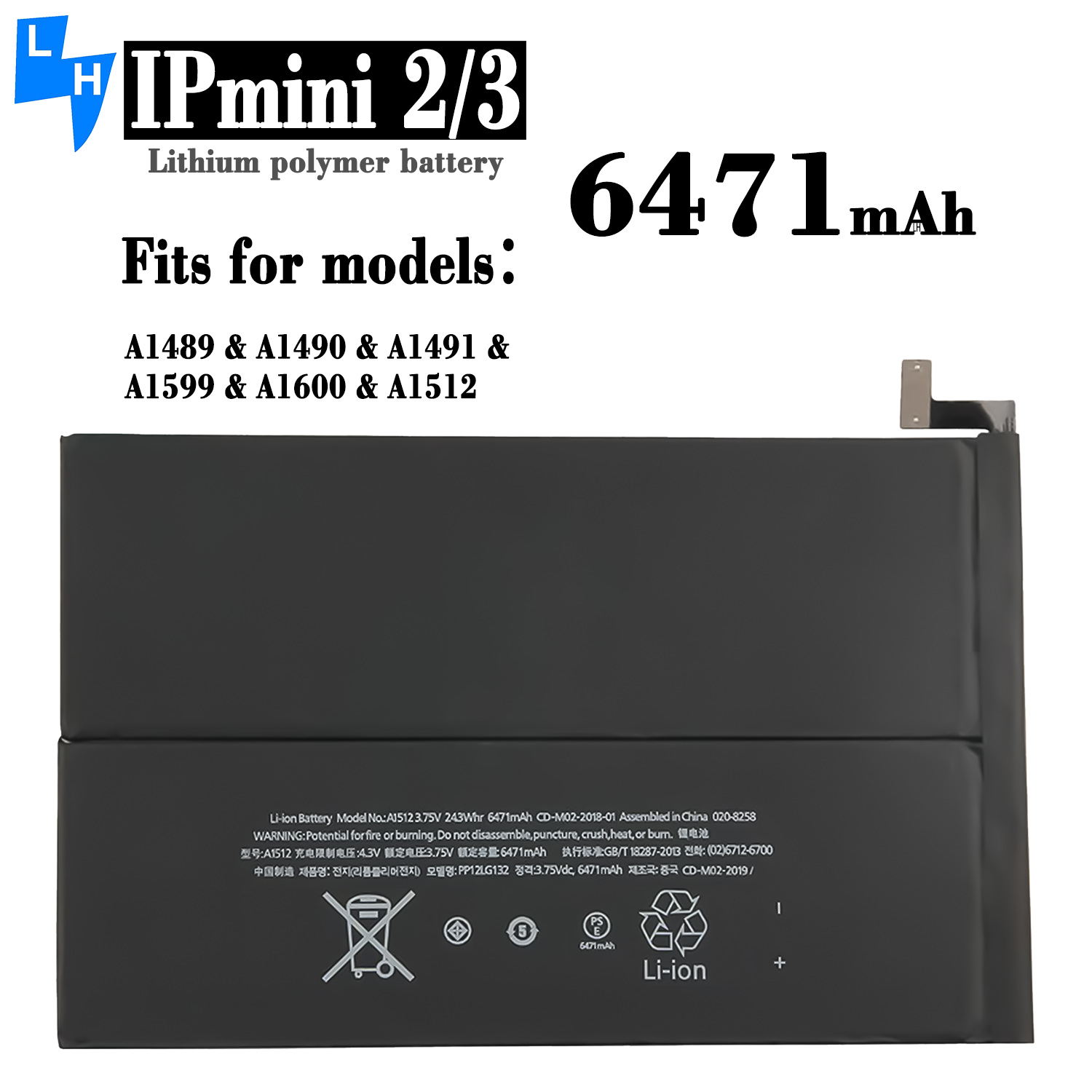 Rechargeable Batteries for iPad Mini 3 A1489 A1490 A1491 A1599 A1560 A1512 Tablet