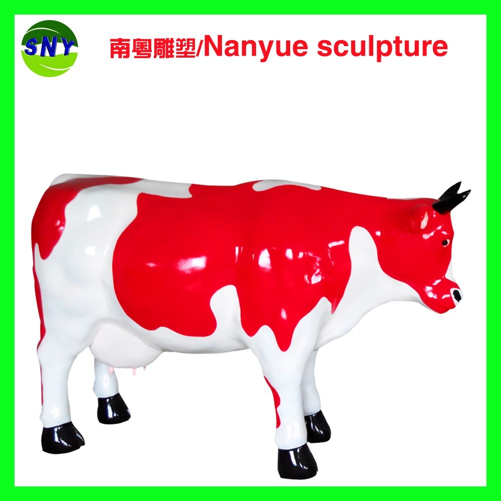 customize size fiberglass animal statue colorful cow model as decoration statue in garden /square / shop/ mall