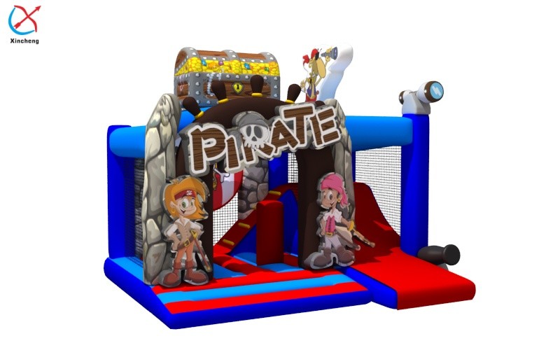 New Design Digital Printing Inflatable Pirate Bounce House With Slides For Kids