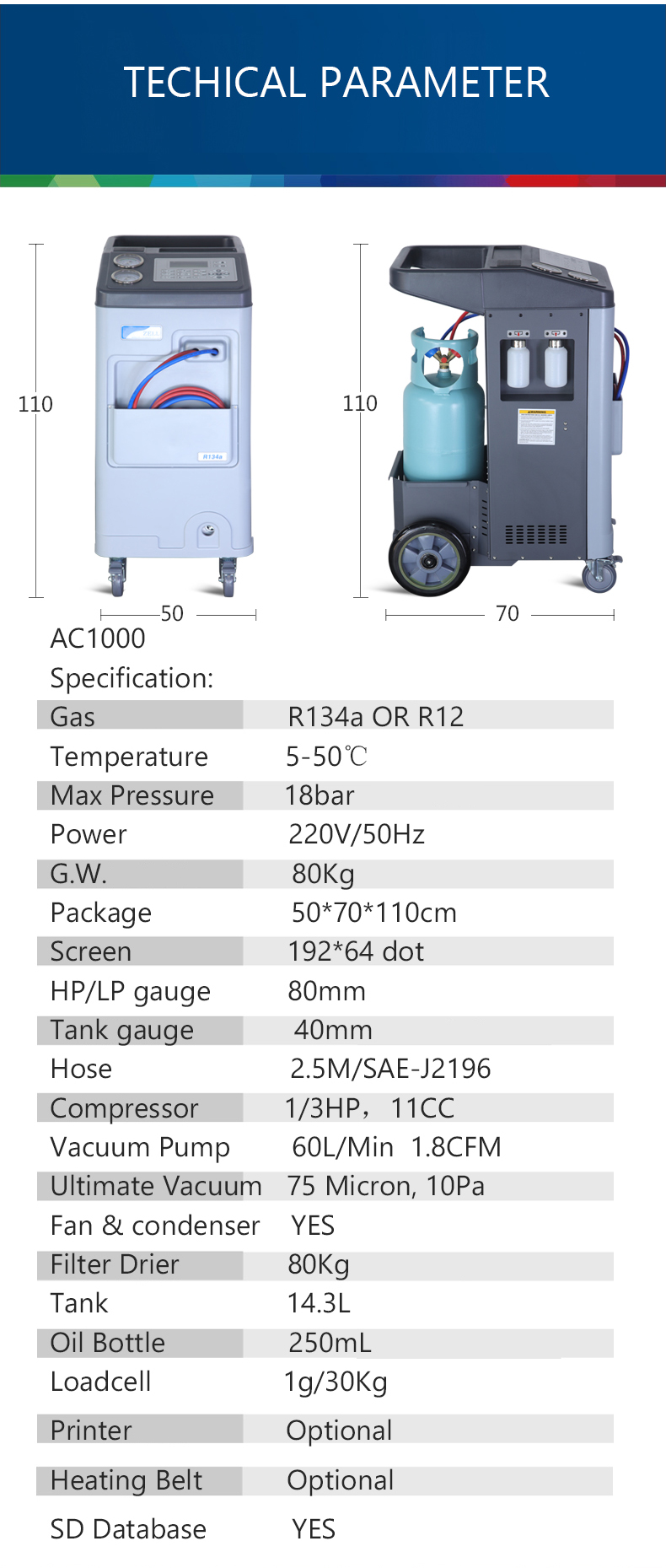 R134a Automobile A/C Freon Recycling aircon AC Refill Machine for 4S shop
